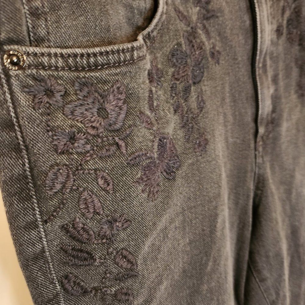 INC Black Jeans with Floral Embroidery NWT - Picture 4 of 12